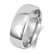 18K White Gold Wedding Ring Slight Court 7mm