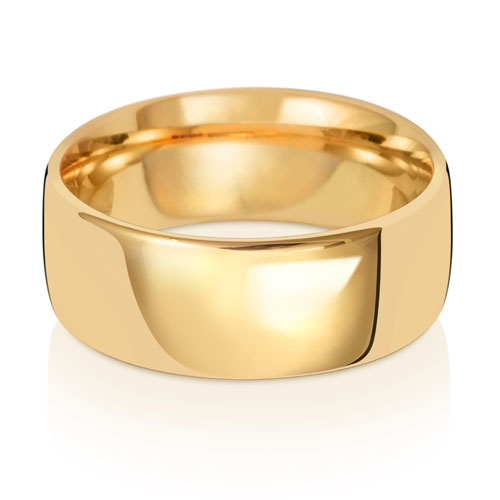 18K Yellow Gold Wedding Ring Slight Court 8mm