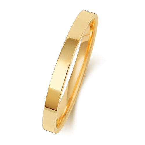 18K Yellow Gold Wedding Ring Flat Court 2mm