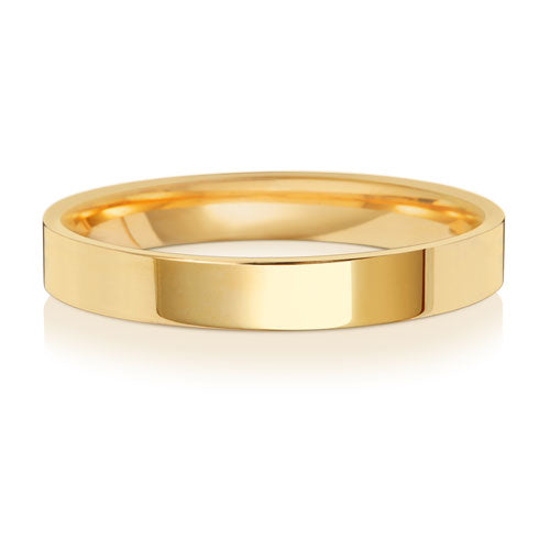 18K Yellow Gold Wedding Ring Flat Court 3mm | Charmé