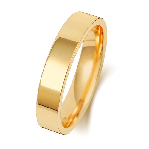 18K Yellow Gold Wedding Ring Flat Court 4mm | Charmé