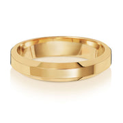 18K Yellow Gold Wedding Ring Soft Court Bevelled 4mm