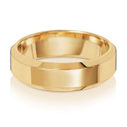 18K Yellow Gold Wedding Ring Soft Court Bevelled 6mm