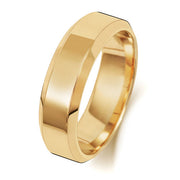 18K Yellow Gold Wedding Ring Soft Court Bevelled 6mm
