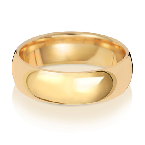 18K Yellow Gold Wedding Ring Trad Court 6mm