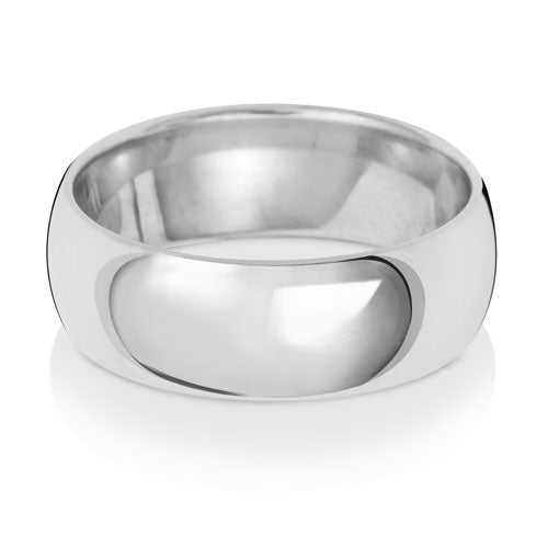 18K White Gold Wedding Ring Trad Court 7mm | Charmé