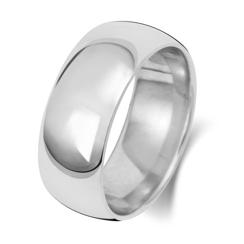 18K White Gold Wedding Ring Trad Court 8mm | Charmé