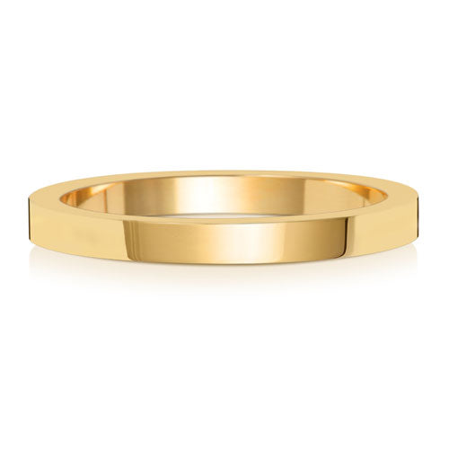 18K Yellow Gold Wedding Ring Flat 2mm
