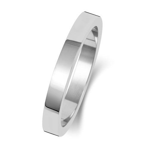 18K White Gold Wedding Ring Flat 2.5mm