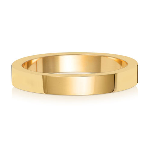 18K Yellow Gold Wedding Ring Flat 3mm