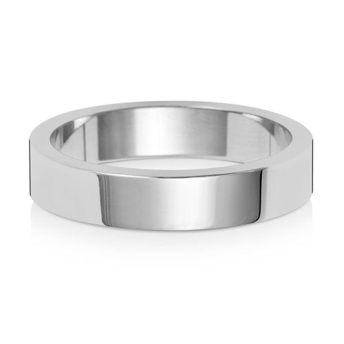 18K White Gold Wedding Ring Flat 4mm