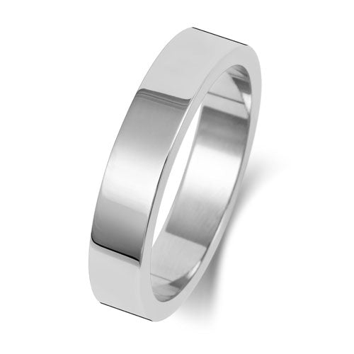 18K White Gold Wedding Ring Flat 4mm