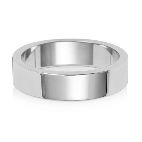 18K White Gold Wedding Ring Flat 5mm