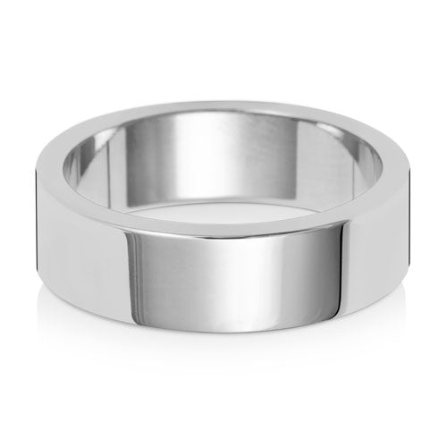 18K White Gold Wedding Ring Flat 6mm | Charme