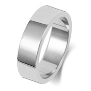 18K White Gold Wedding Ring Flat 6mm