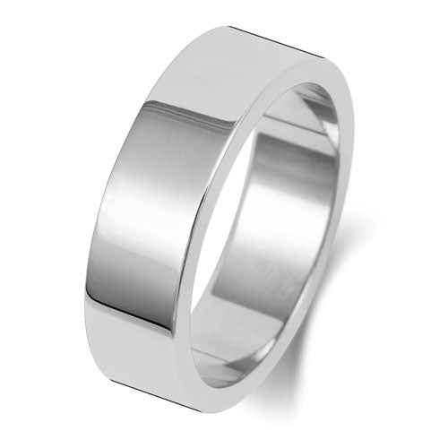 18K White Gold Wedding Ring Flat 6mm | Charme