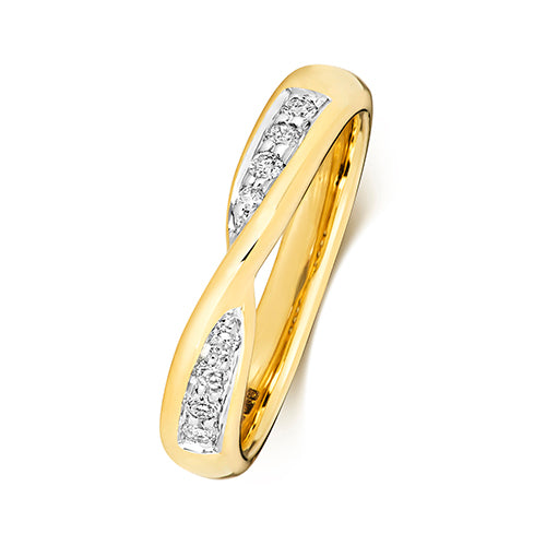 18K Gold Crossover Band with diamonds | Charmé
